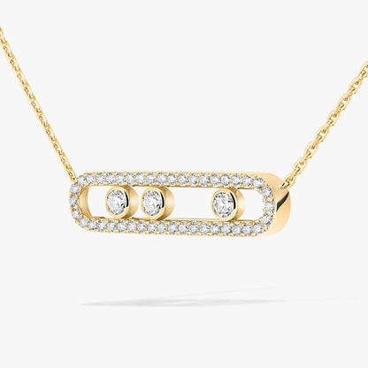[Rosla] Move Pave_ Rose Gold Diamond Necklace