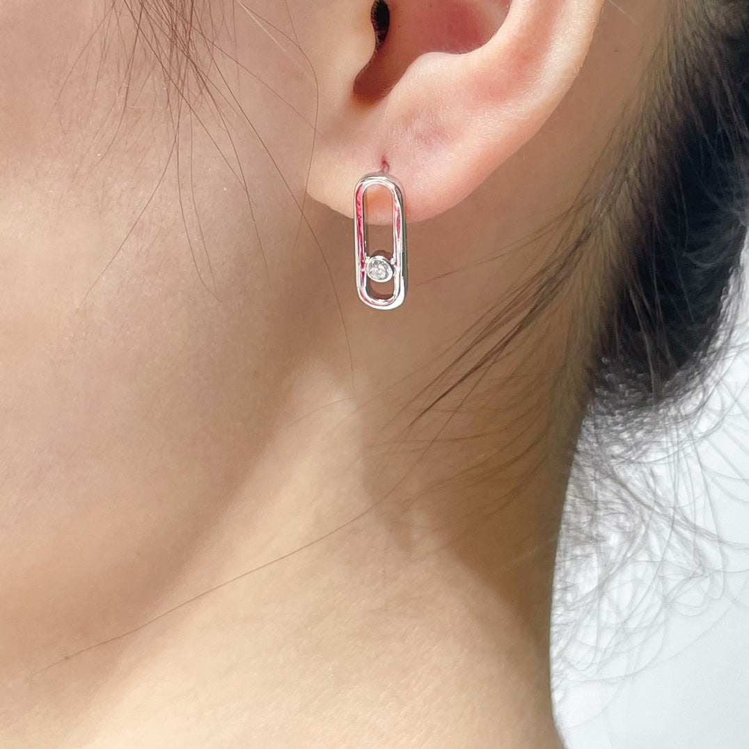[Rosla]MOVE UNO SMALL 1 DIAMOND EARRINGS