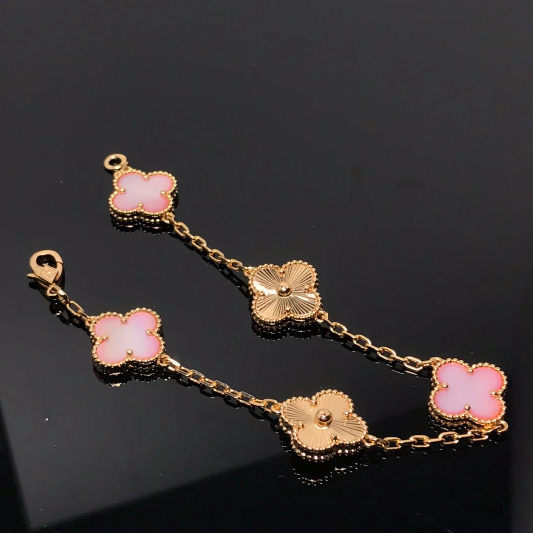 [Rosla] CLOVER 5 MOTIFS  PINK MOP BRACELET COLLECTION