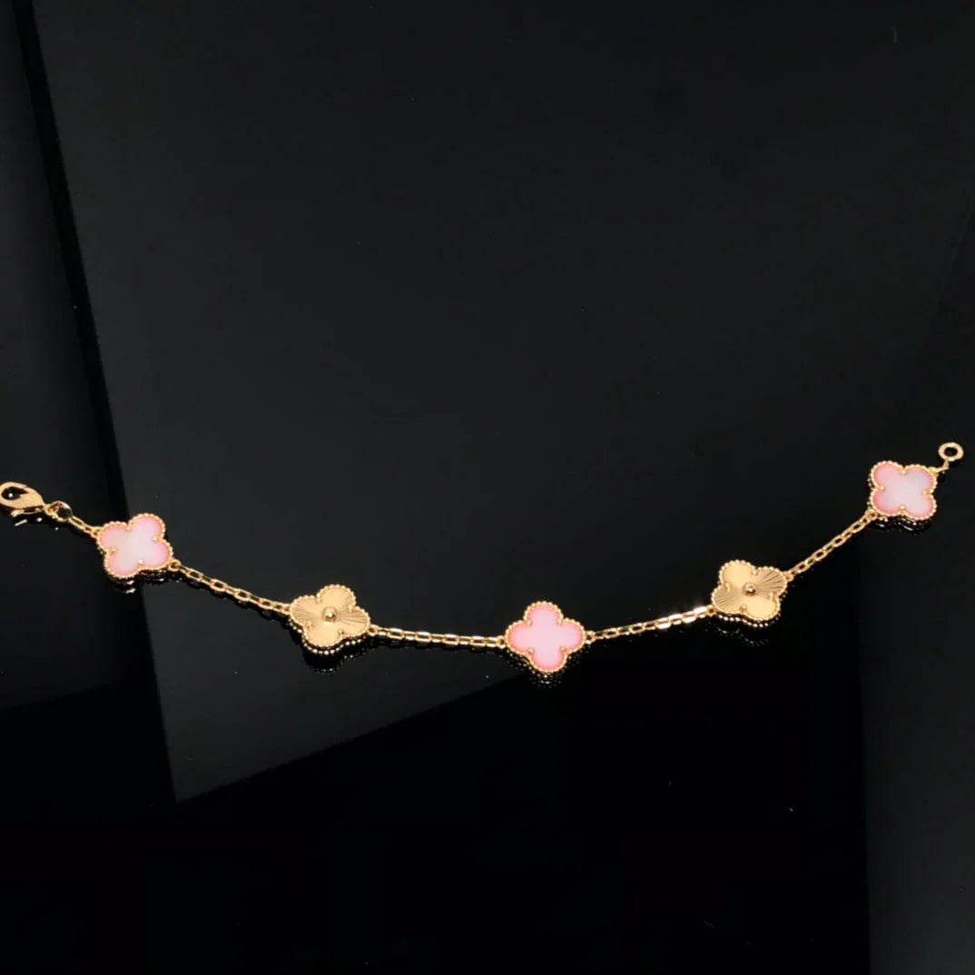 [Rosla] CLOVER 5 MOTIFS  PINK MOP BRACELET COLLECTION
