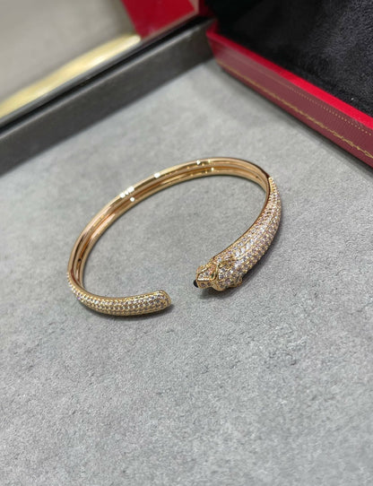 [Rosla]PANTHERE FULL DIAMOND OPEN BRACELET