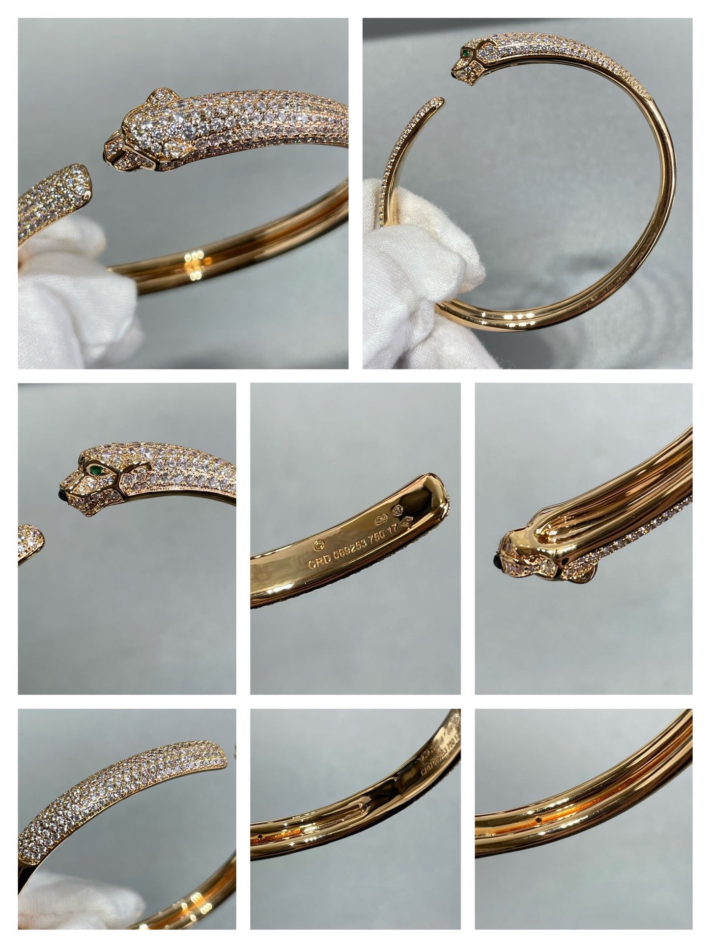 [Rosla]PANTHERE FULL DIAMOND OPEN BRACELET
