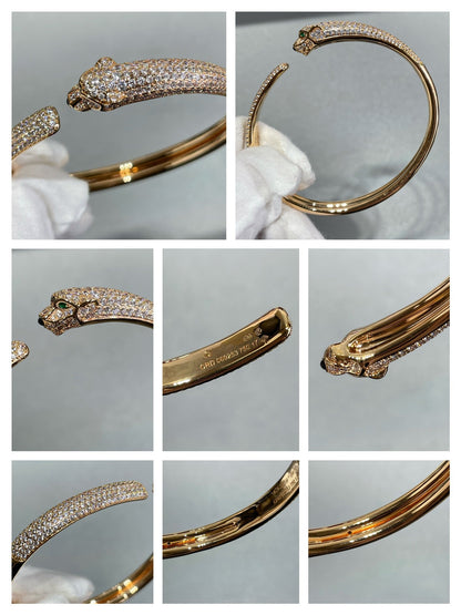 [Rosla]PANTHERE FULL DIAMOND OPEN BRACELET