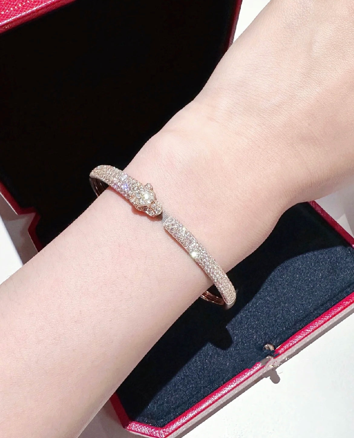 [Rosla]PANTHERE FULL DIAMOND OPEN BRACELET