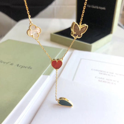 [Rosla]LUCKY SPRING 4 MOTIFS ROSE GOLD NECKLACE