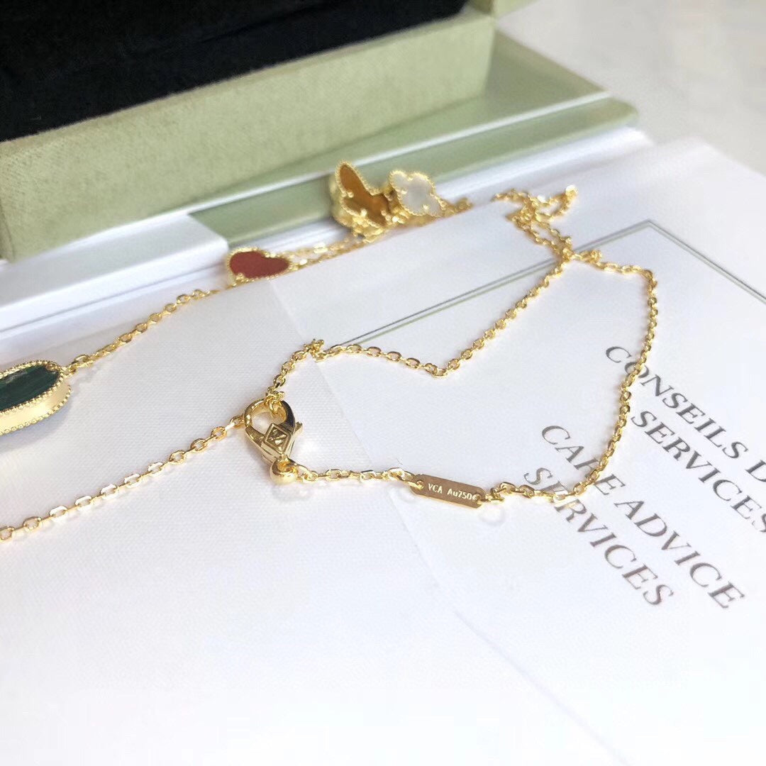 [Rosla]LUCKY SPRING 4 MOTIFS ROSE GOLD NECKLACE