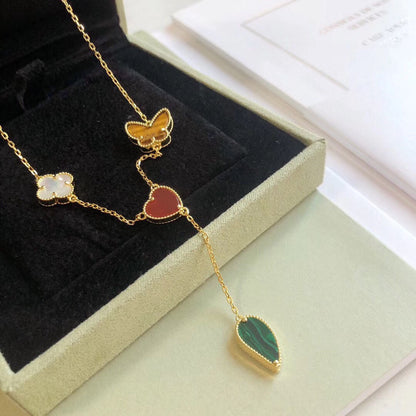 [Rosla]LUCKY SPRING 4 MOTIFS ROSE GOLD NECKLACE