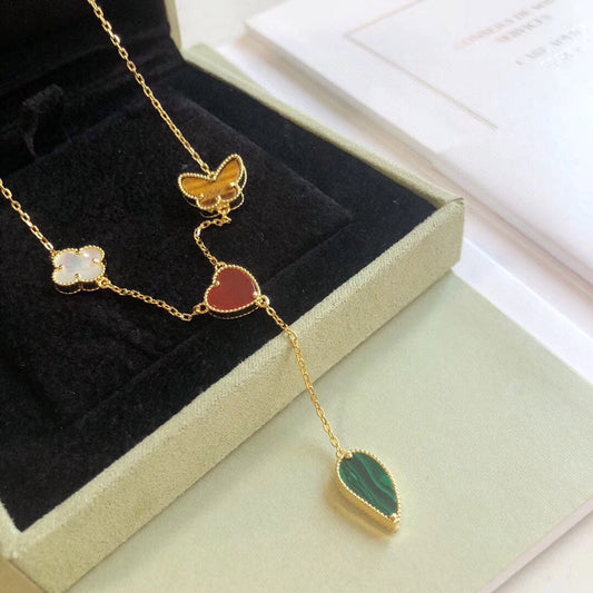 [Rosla]LUCKY SPRING 4 MOTIFS ROSE GOLD NECKLACE