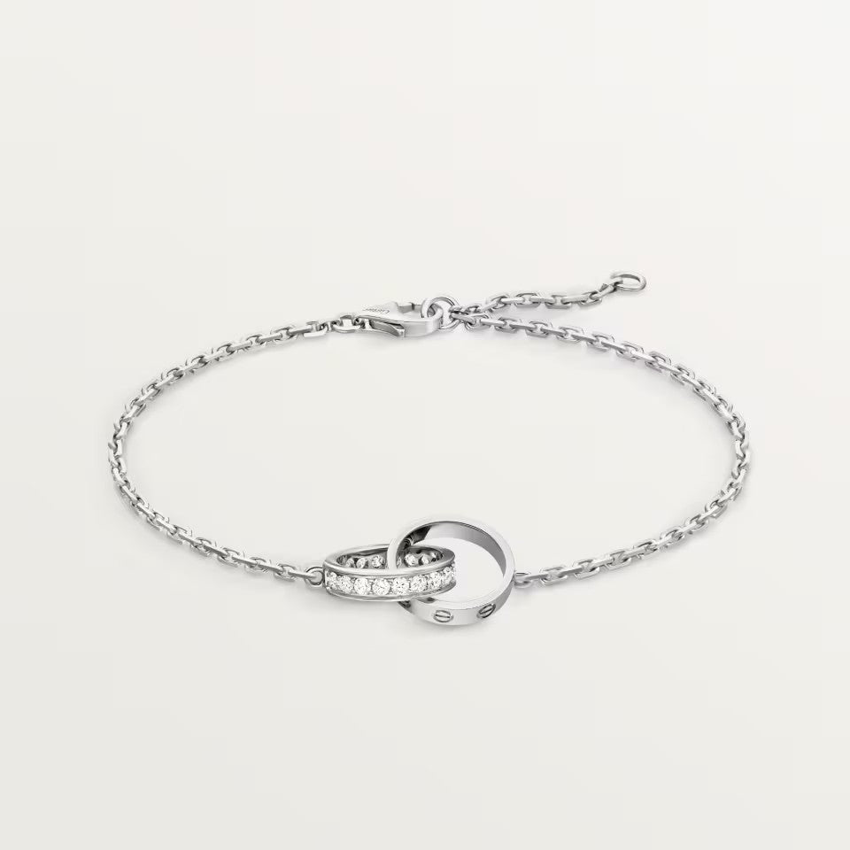 [Rosla]LOVE DOUBLE RING HALF DIAMOND BRACELET