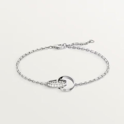 [Rosla]LOVE DOUBLE RING HALF DIAMOND BRACELET