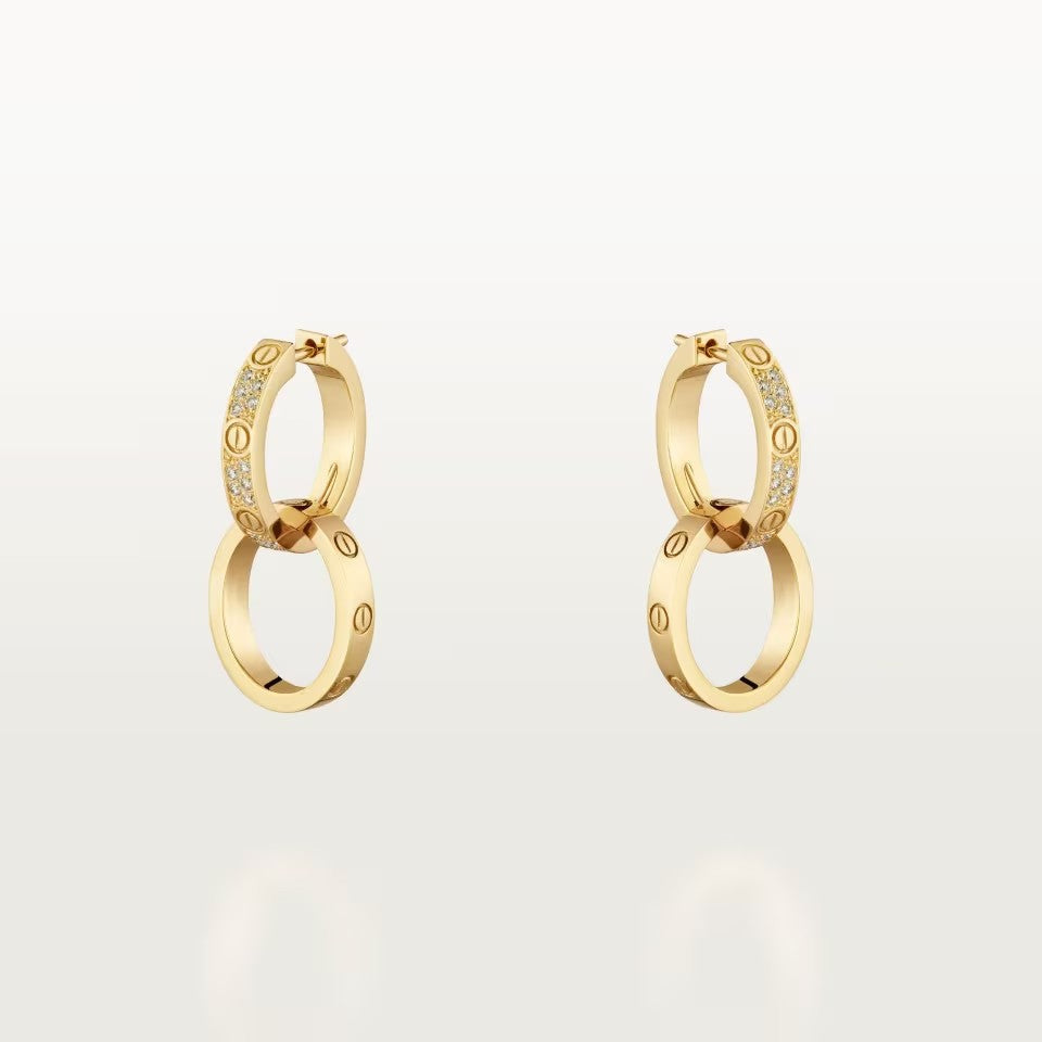 [Rosla]LOVE 3.3MM DANGLE HALF DIAMOND EARRINGS