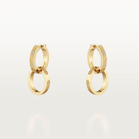 [Rosla]LOVE 3.3MM DANGLE HALF DIAMOND EARRINGS