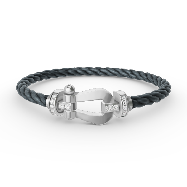 [Rosla]FORCE LARGE HORSESHOE HALF DIAMOND BRACELET SILVER