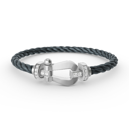 [Rosla]FORCE LARGE HORSESHOE HALF DIAMOND BRACELET SILVER