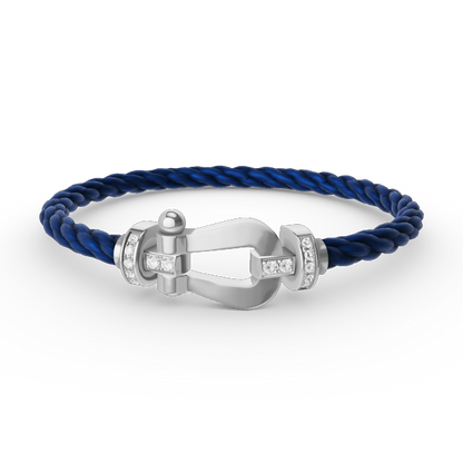 [Rosla]FORCE LARGE HORSESHOE HALF DIAMOND BRACELET SILVER