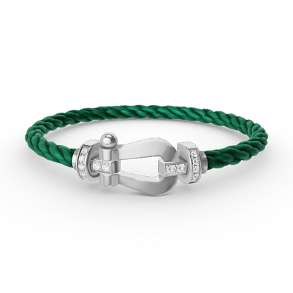 [Rosla]FORCE LARGE HORSESHOE HALF DIAMOND BRACELET SILVER