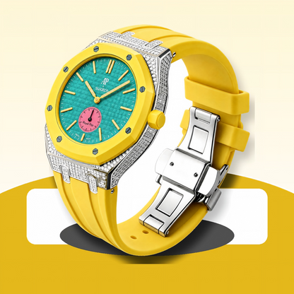 [Rosla]Royal Oak Pop Exclusive Steel Case With Diamond(Moissanite) & Silicone Strap